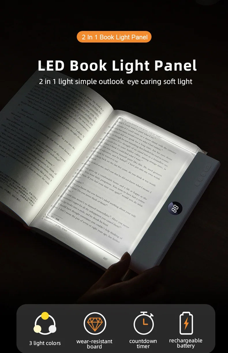 LED Flat Panel Night Vision Reading Light Eye Protection Reading Light Usb Charging Student Night Reading Lamp Book Lamp Indoor