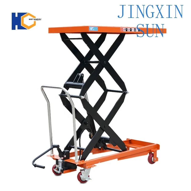 300kg Portable Manual Scissor Lift Table for Warehouse for Industrial Use Heavy Duty Mobile Trolley Lift Platform for Loading