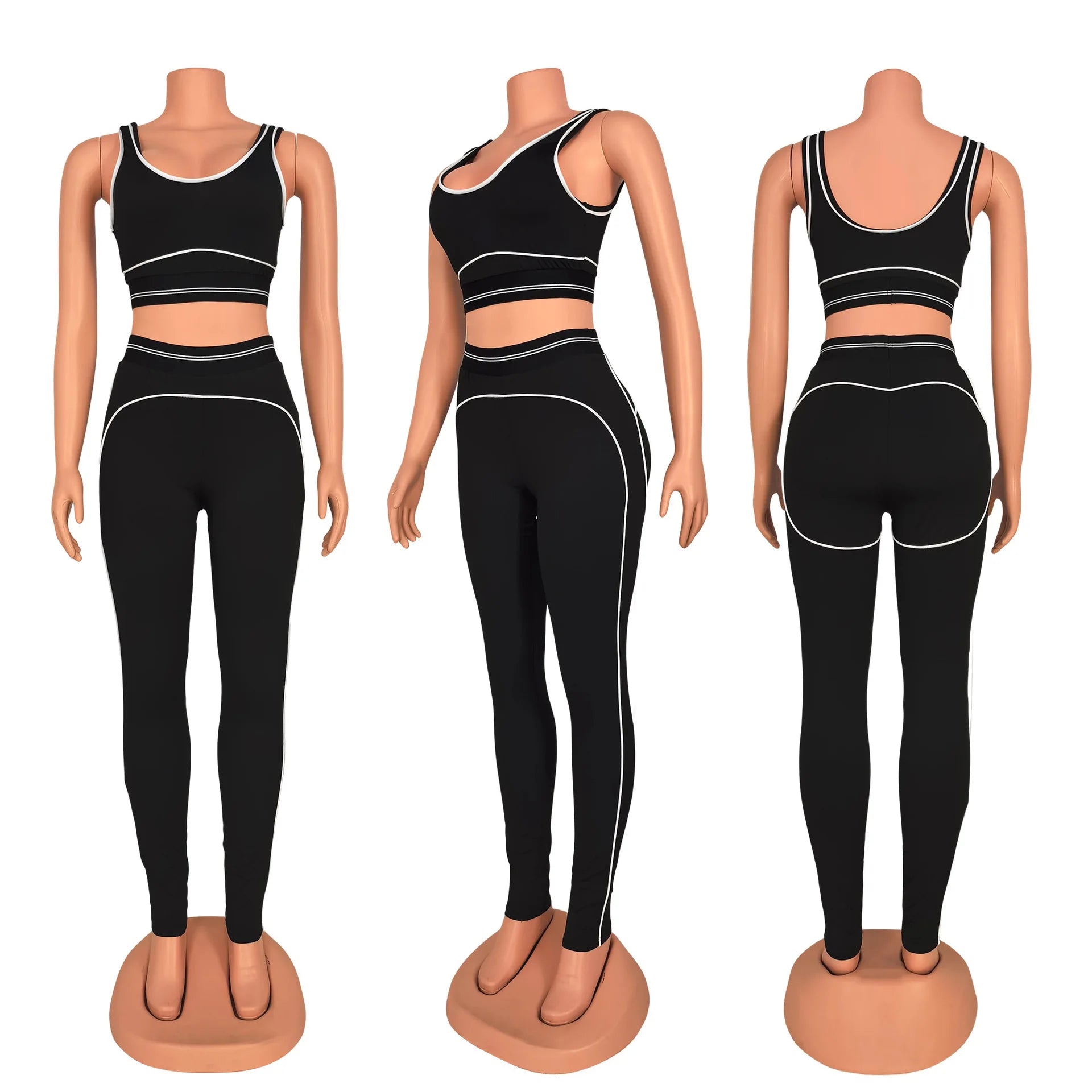 2026 Women's Summer Tank Top and Pants Slim Fit Comfortable Sports Fitness Set Two Piece Set and Belly Tight Pants Set