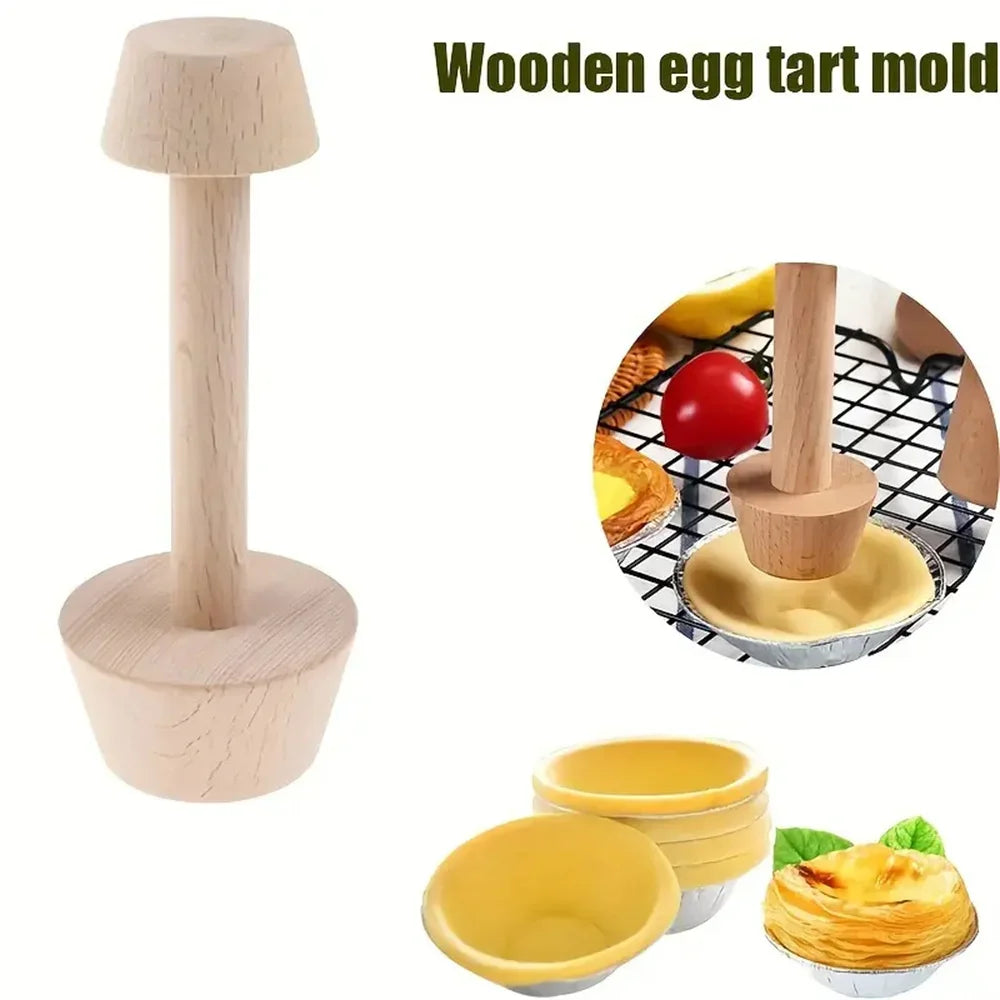 Premium Wooden Egg Tart Mold Double Side Tart Tamper Pastry Shaped Pusher For Baking Eggtart Pies Cake Kitchen Gadgets Tools
