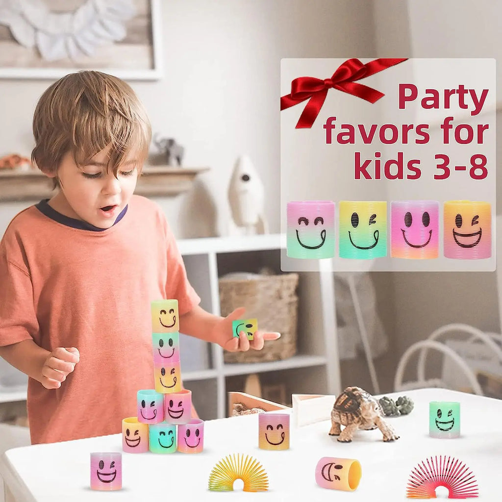Multi-Size Rainbow Magic Spring Ring Toys Children's Birthday Party Gifts Guest Giveaways Small Gifts Pinata Flexible Fun Toys