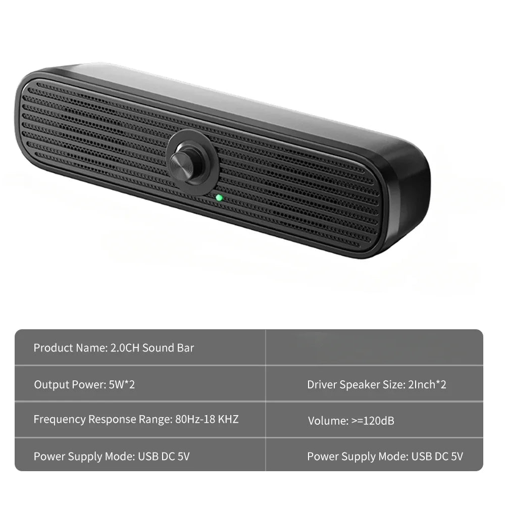 NEW Surround Desktop PC Speaker Home Stereo 3.5Stereo USB Soundbar System Computer TV Phone HIFI Subwoofer Wired Strong Bass