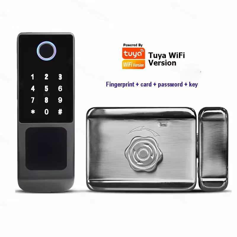 Tuya WIFI Smart Door Lock Double Side Fingerprint Lock Waterproof Outdoor Gate Passcode/IC Card /Key/Fingerprint/APP Unlock
