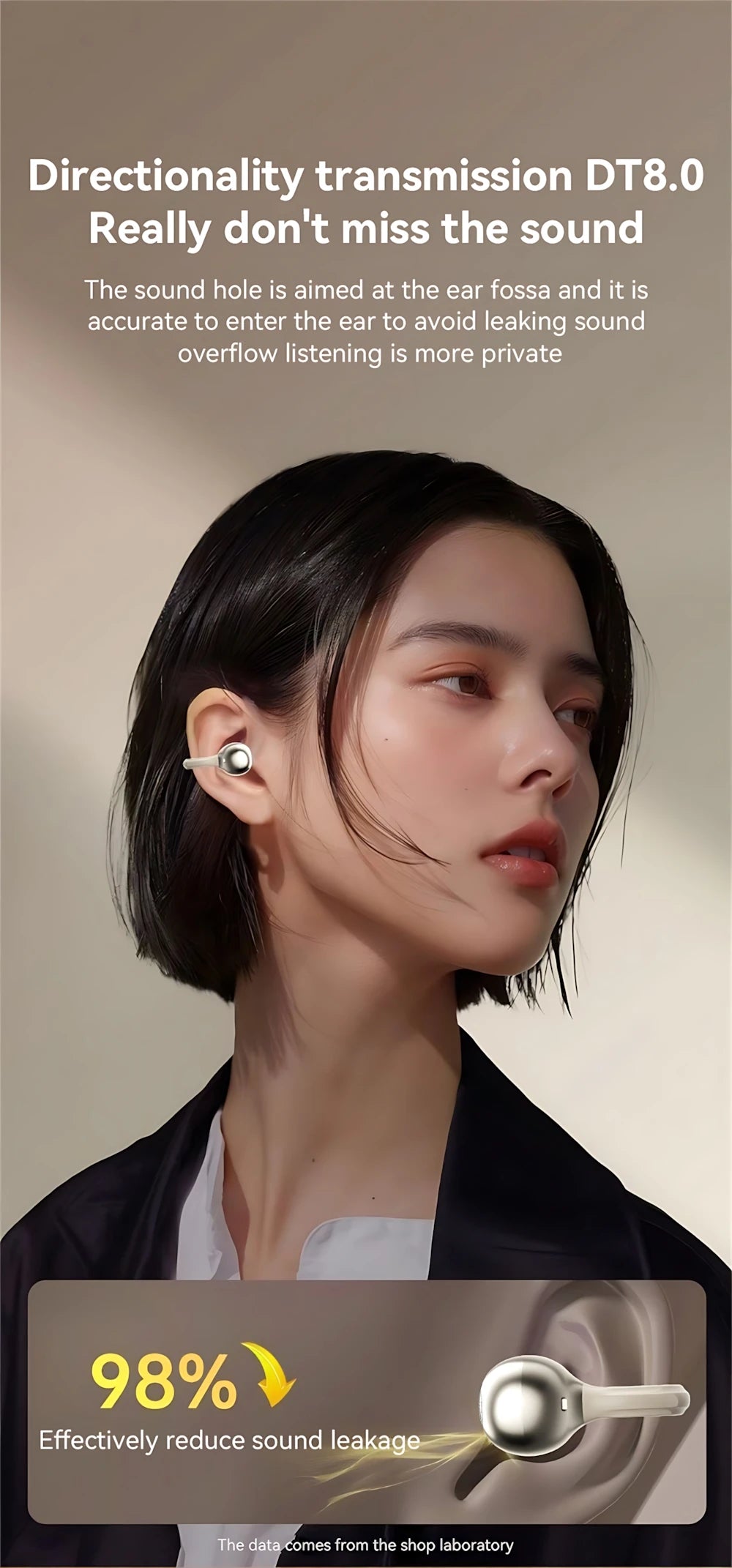OWS Wireless Headphones Fone Bluetooth Headset With Mic Handsfree Noise Canceling Earphones Clip Ear Music Sports Gaming Earplug