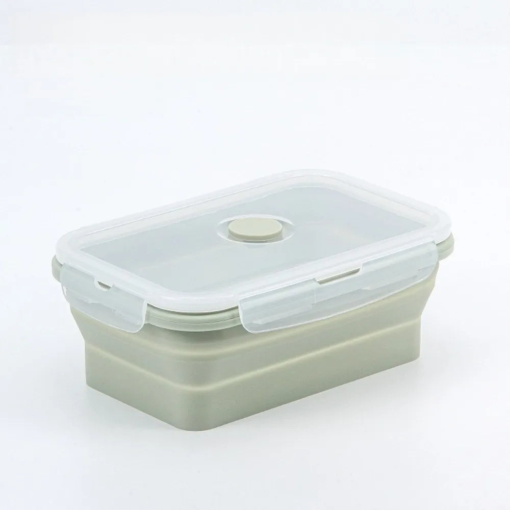 4pcs Microwaveable Silicone Lunch Box Large Capacity Rectangular Food Storage Container with Lid High-temperature Resistant