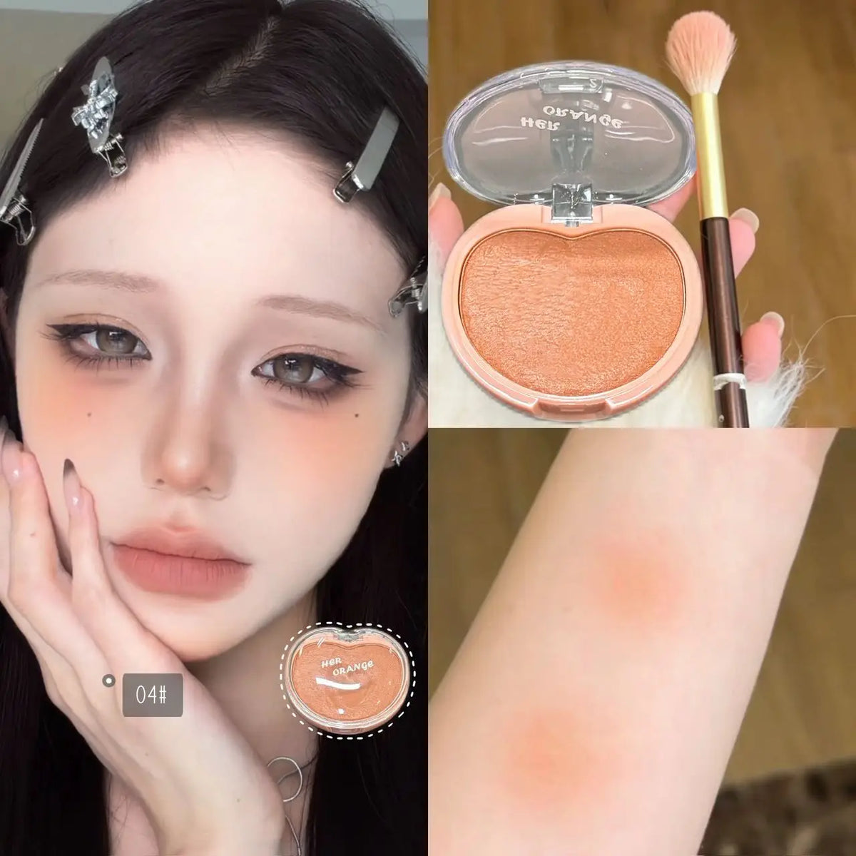 Herorange Sweet Cream Blush Balm Multi-Use Cheek Lip Eye Blush Long Wear Blendable for Beginners