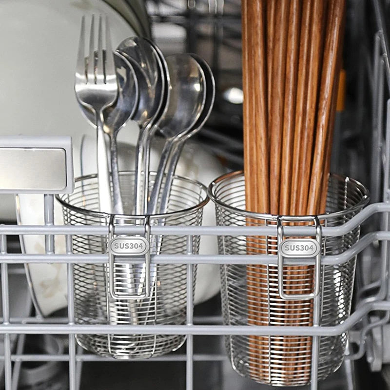 Kitchenism 304 Kitchen Chopstick Holder Organizer Hanging Wall Stainless Steel Tableware Drainer Fork Spoon Dishwasher Basket