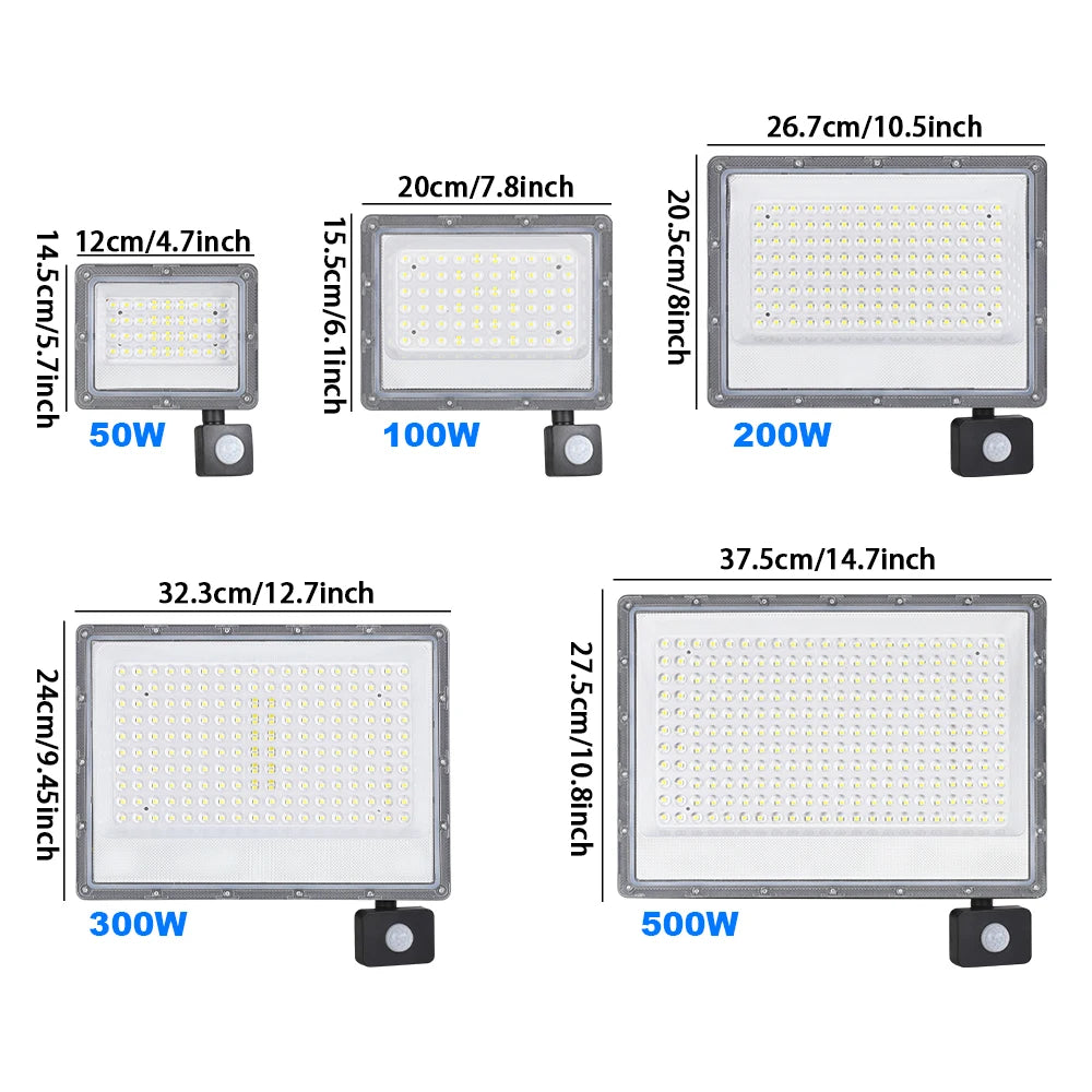 Outdoor LED Flood Light 500W 300W 200W 220V Motion Sensor Waterproof  Spotlight Garden Lighting Landscape Floodlight Street Lamp