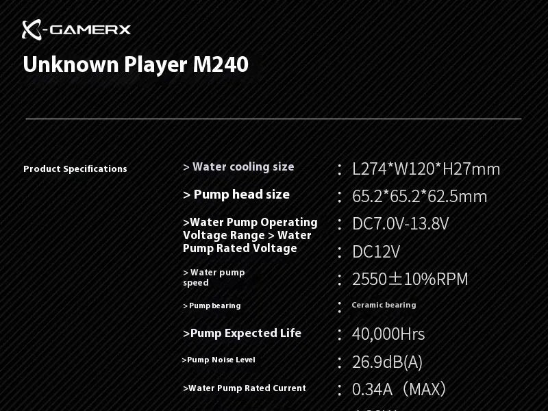 X-GAMERX M240 M360 Liquid Cooling ARGB Dynamic Light Synchronization Thermal Display Integrated Water Cooling Radiator
