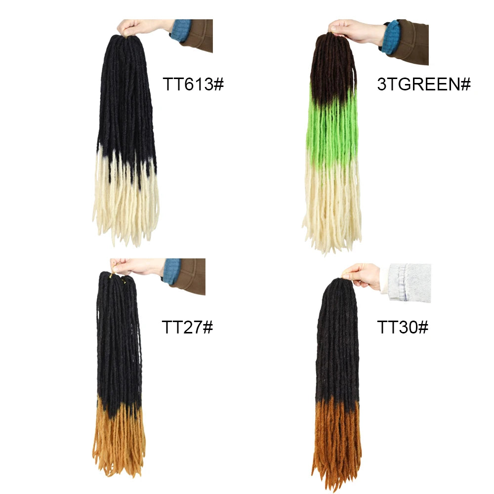 20 Inch Ombre Pro Locks Crochet Hair Extensions Soft Synthetic Dreadlocks 40 Stands Pack Women's Braiding Hair