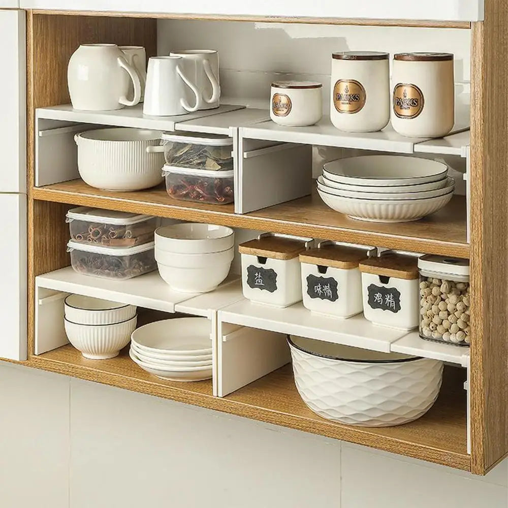1pcs Kitchen Stretchable Cabinet Shelf Cupboard Separated Storage Rack Countertop Organizer shoe Organizer Shelf Save Space