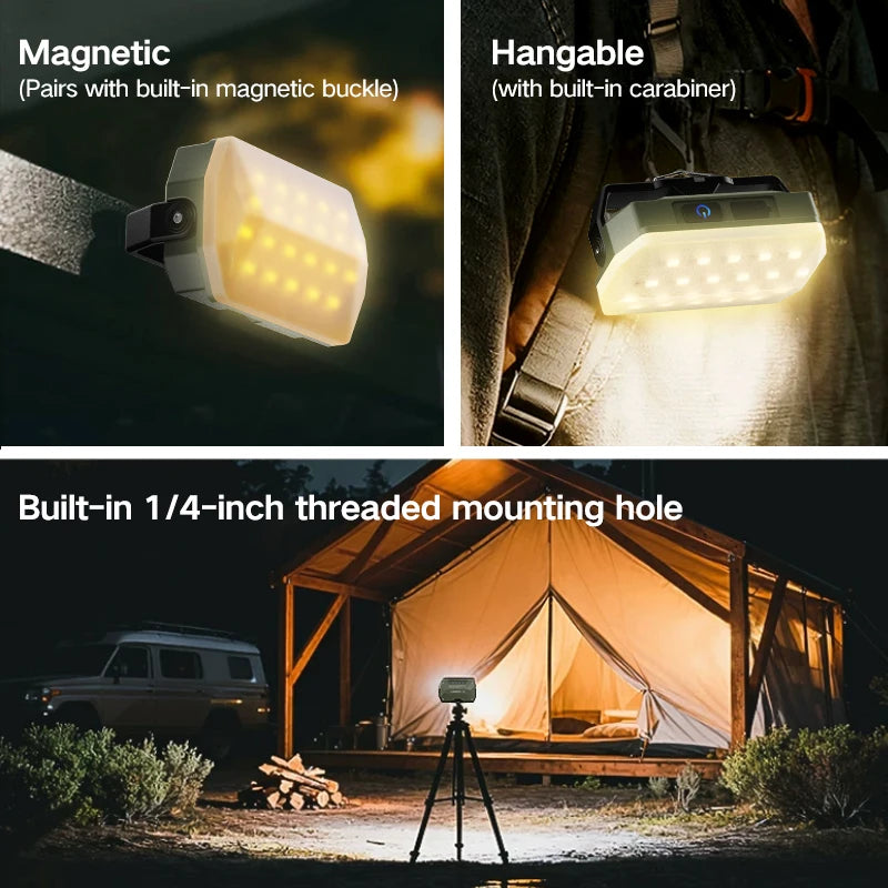 Outdoor camping lights, portable camping tents, camping work lights, atmosphere hanging lights, long-range rechargeable lighting