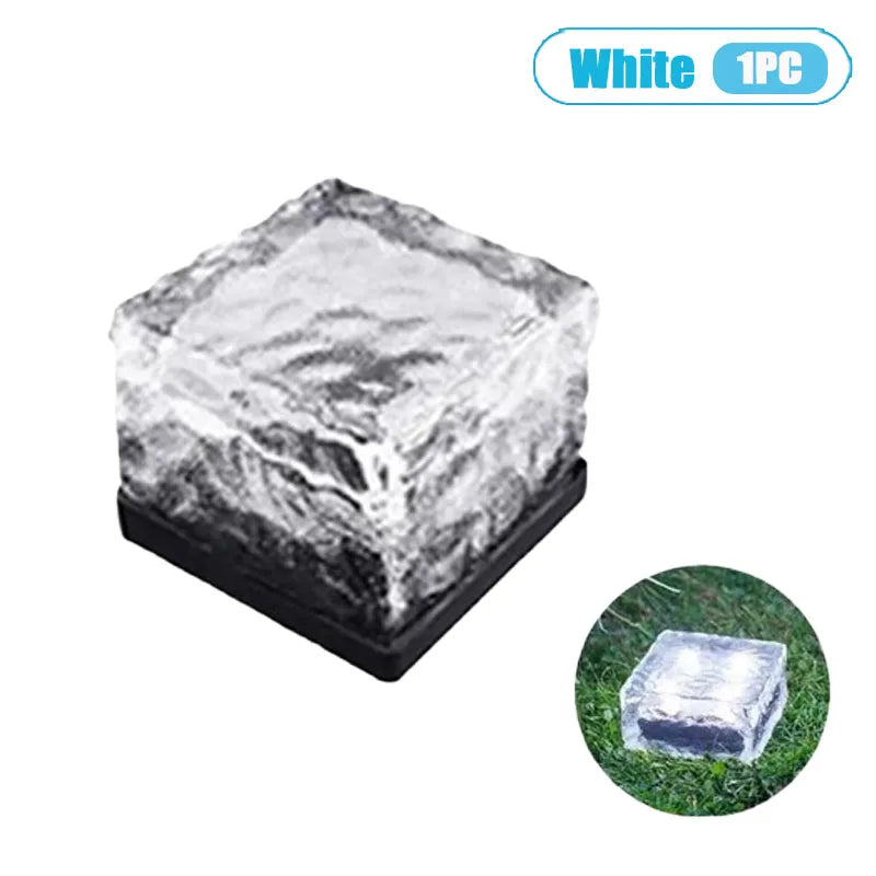 1-4PCS Solar Ice Block Lights Glass Brick Lights Landscape Lights Square Glass Lights Outdoor Street Lights Garden Lights