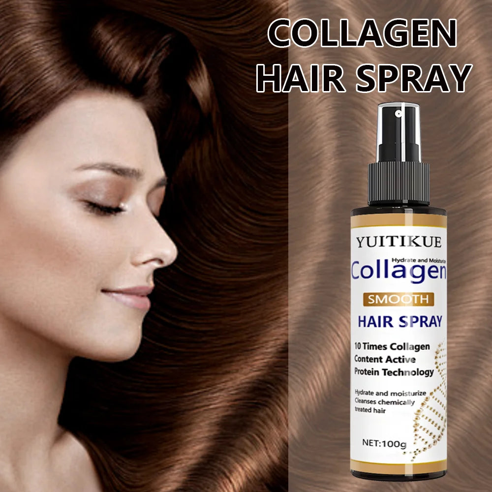 YUITIKUE Collagen Smooth Hair Spray | Hydrate, Moisturize & Repair For Chemically Treated, Dry Hair 100ml