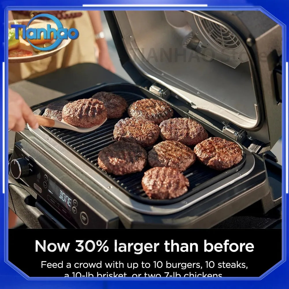 Ninja Woodfire ProXL 4-in-1 Outdoor Grill and Smoker for Electric Air Fryer Bake BBQ Grilling System for Camping Parties