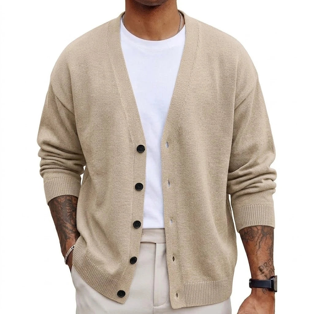 Autumn Men's Long Sleeve Knit Cardigan Sweater Solid Color Button Down Casual Warm Knitted Jacket for Winter Outwear Streetwear