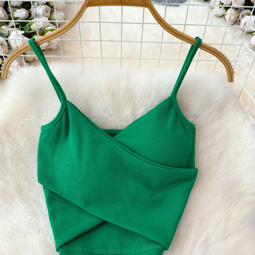 Sexy two Pieces Sets Chic Elegant  v neck slip camis with High Waist Hip Wrap Single Breasted split summer sweet Full Skir