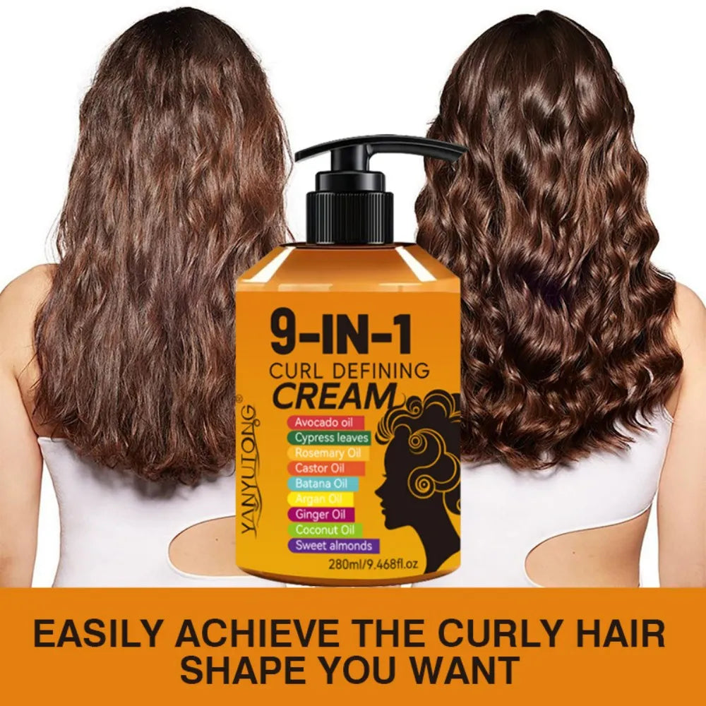 280ml Curly Hair Styling Cream, Moisturizing and Smoothing Formula, Enhances the Elasticity and Shine of Curly Hair, Easy to Set