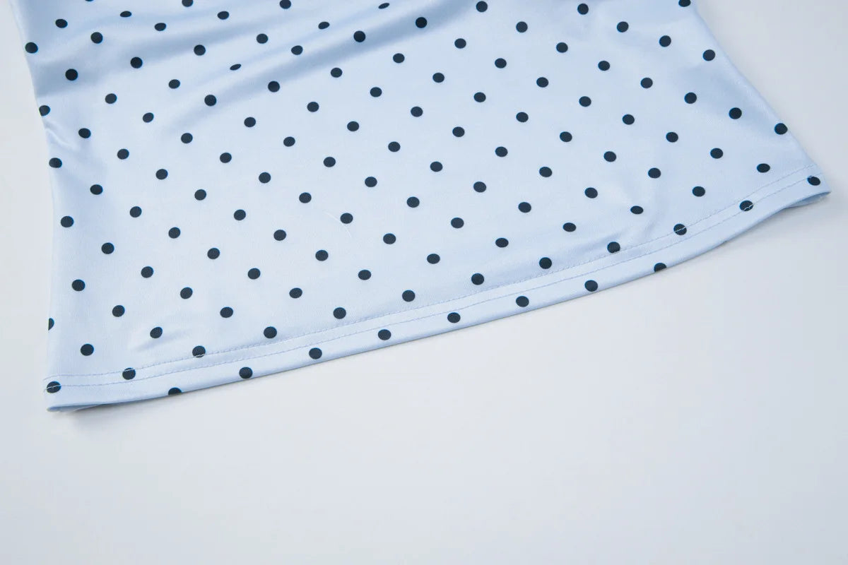 Fashion Polka Dot Halter Neck Tank Top Women Slim Fit Thin Strap Sleeveless Casual Summer Camisole