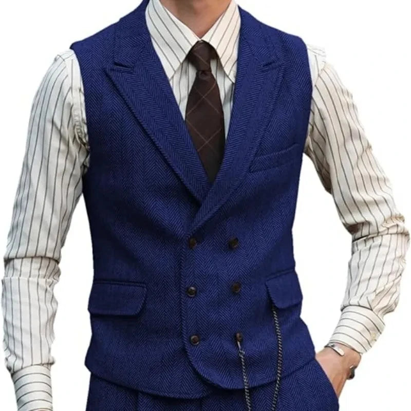 Men Vest Brown Suede Leather Gentleman Business Waistcoat Vintage Regular Slim Autumn Winter Banquet Men's Suit Vest