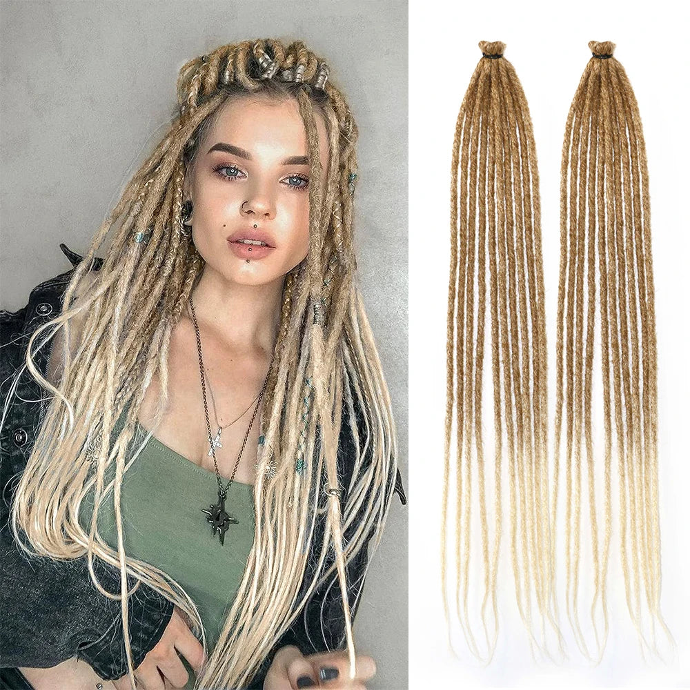 24 Inch DreadLock Extensions Handmade Thin And Soft Reggae Hip-Hop Style Synthetic DreadLock Extensions Crochet Hair for Women
