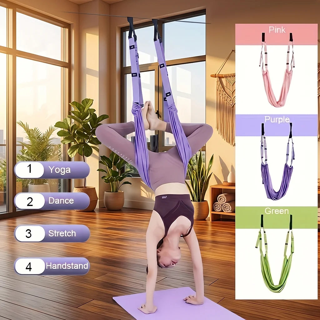 Yoga Strap Stretch Band Fitness Hanging Rope Universal Back Leg Belt for Backbend Split Handstand Home Inversion Training Hammoc