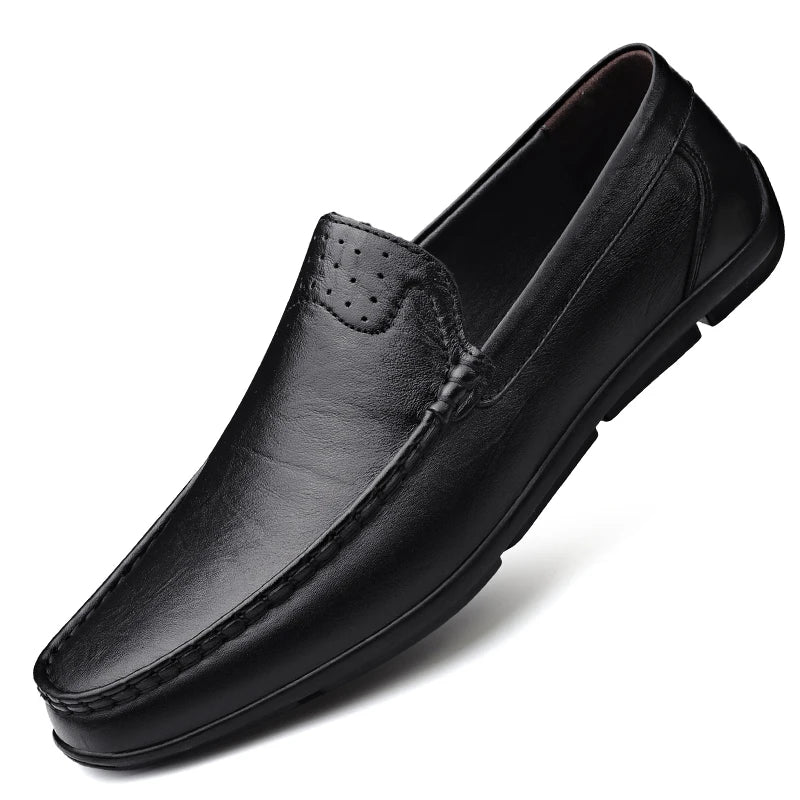 Classic Brand Men's Genuine Leather Casual Shoes Soft Sole Comfortable Flat Bottom Loafers High-quality Business Shoes for Men‘s