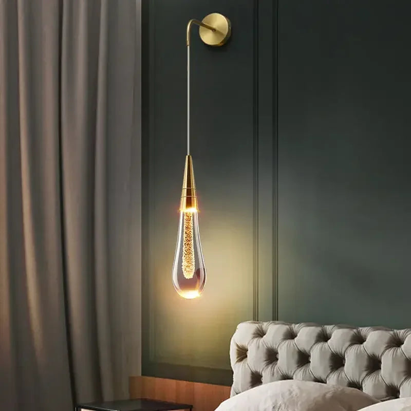 Modern Home Decoration Small Wall Light Nordic Luxury Crystal Creative Living Room Wall Decoration Water Droplet Wall Lamps