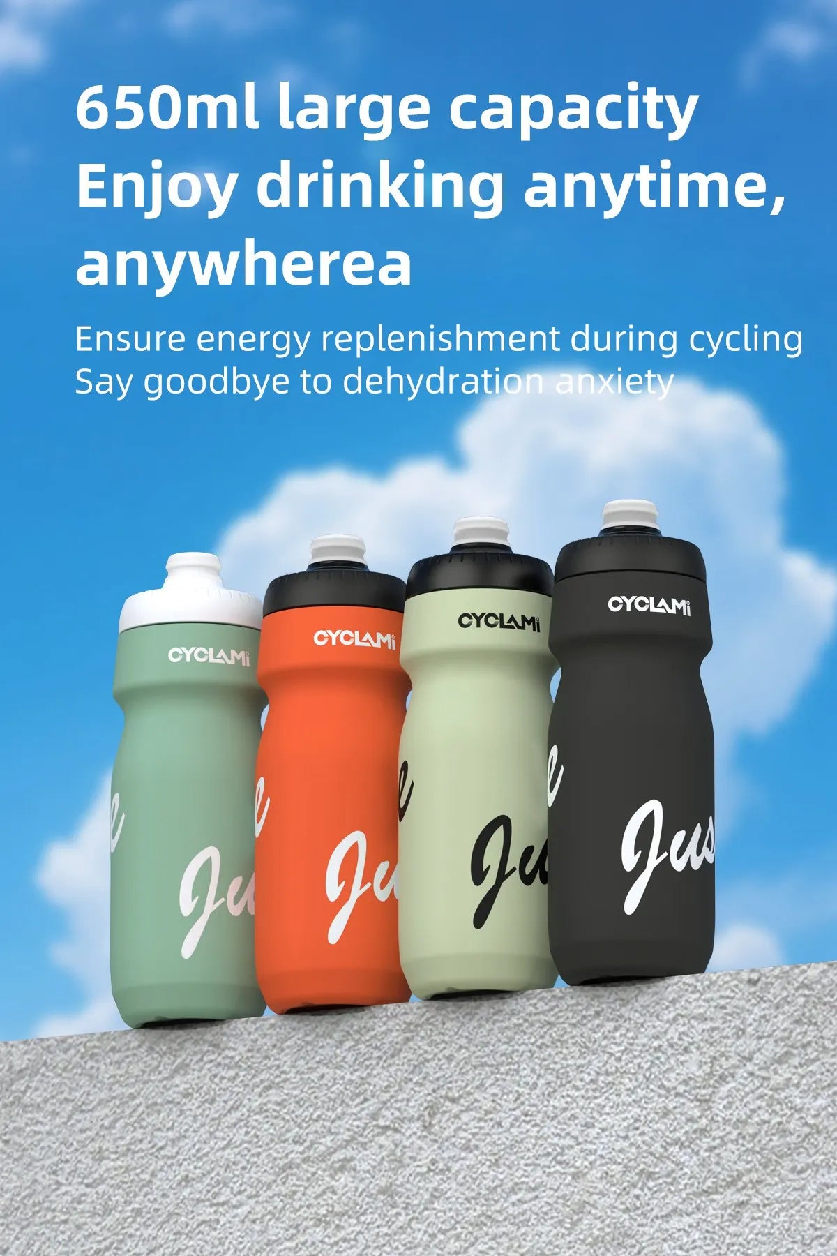 CYCLAMI Cycling Water Bottle 650ml Ultra Light Leak-proof Squeezable Camping Hiking Sports Bicycle Kettle Rapha 750ml Kettle