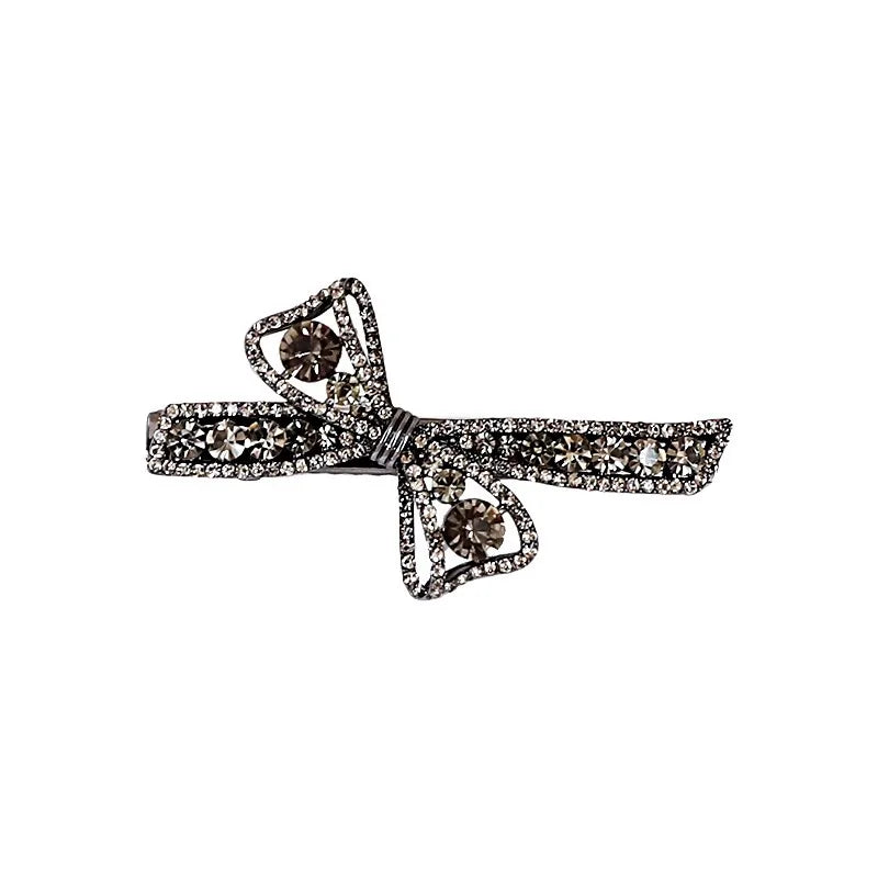 Korean Style Exquisite Rhinestone Hollow Bow Hair Clip Duckbill Clip High-end Side Clip Women Alloy Bangs Clip Hair Accessories
