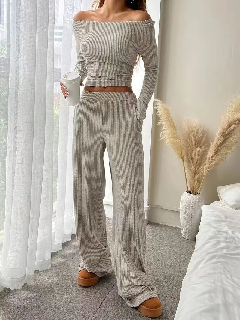 Casual Workout Two Piece Sets Woman Outfits Crop Long Sleeves Tops Long Pants Tracksuit Suit Summer And Fall 2026 New Lounge Set