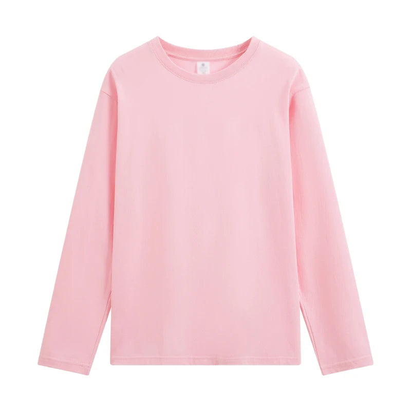 Long sleeve T-shirt Solid Color Top Tees Custom Print Your Design Autumn Plain Cotton Tshirts Plus Size Undershirts For Man