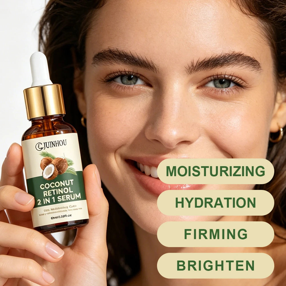 JUINHOU Natural Coconut Oil Face Serum Hydrating Moisturizer Skin Reduce Dryness Gentle Daily Skin Care Serum For All Skin Types