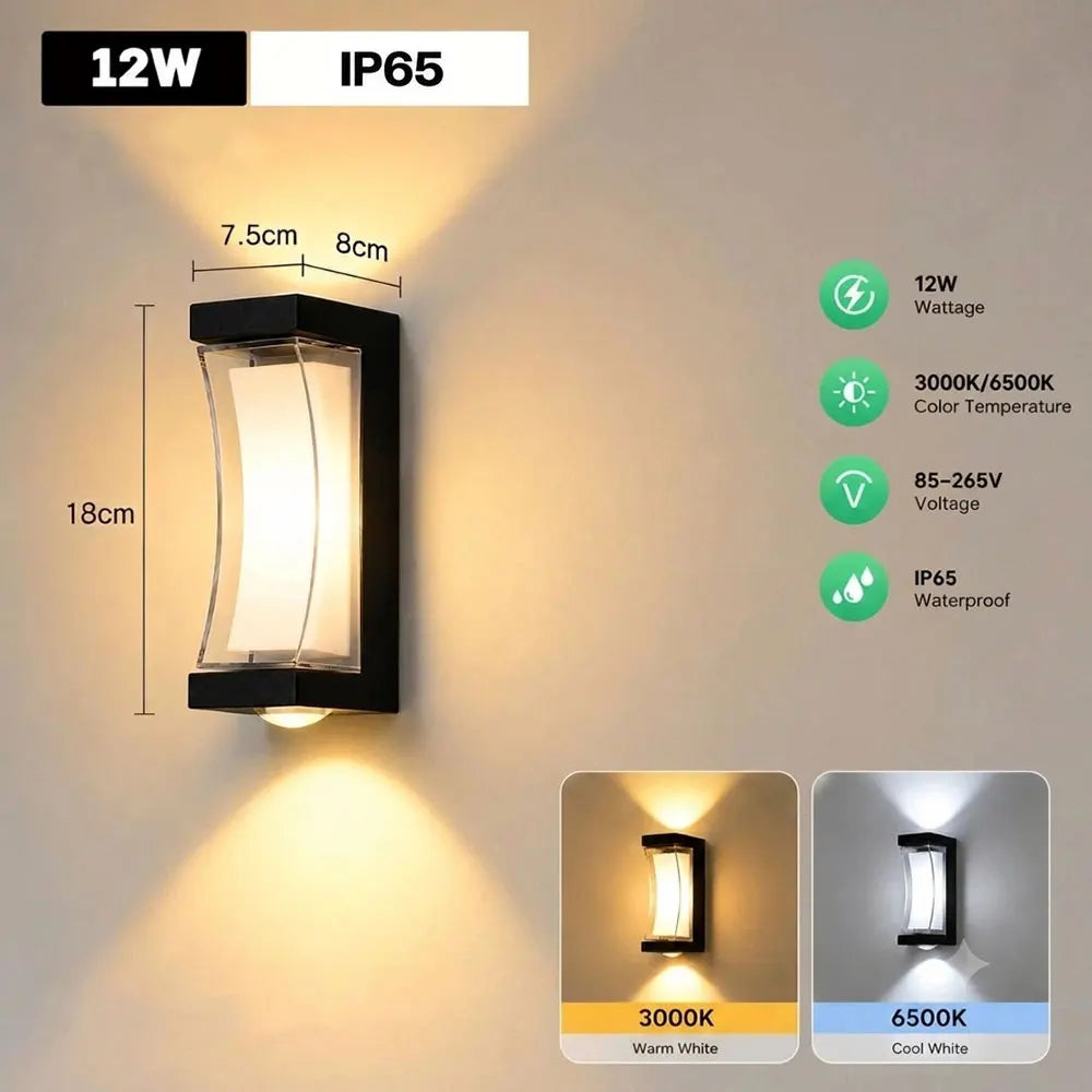 Outdoor Wall Light 85-265V IP65 Waterproof 25W 12W Garden Corridor Balcony wall lamp courtyard Decor Warm Light exterior Stairs