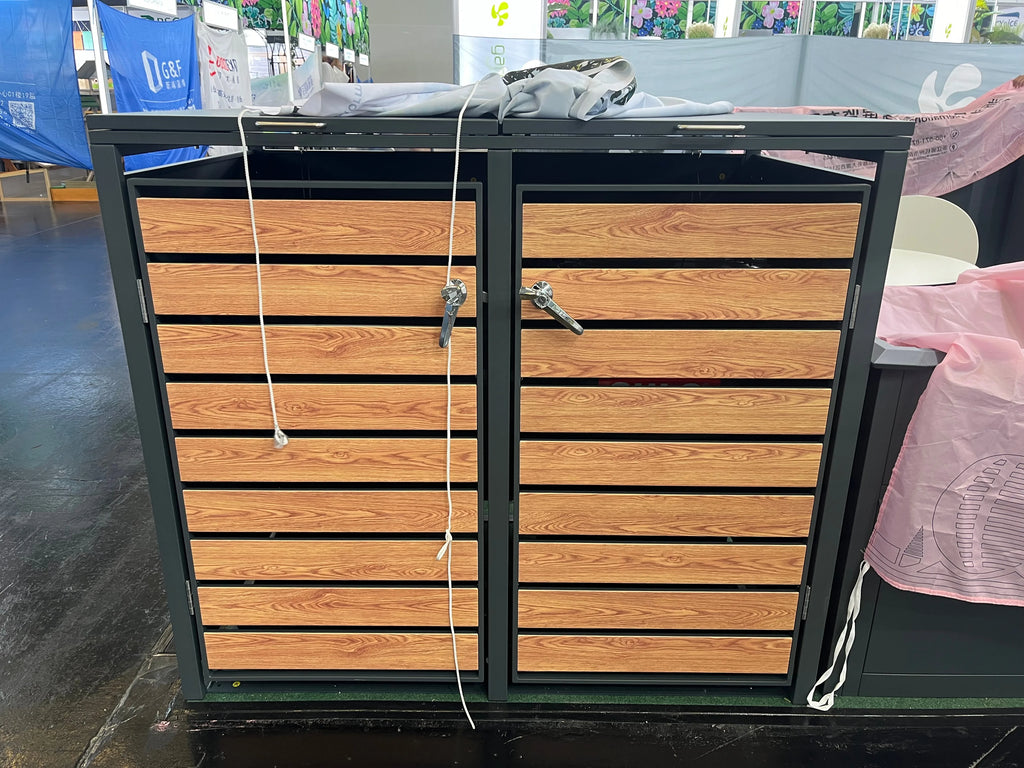 Waste Bin Cover Steel Garden Trash Bin Garbage Can House Garbage Can Cladding Storage Box Wheelie Bin Hideaway