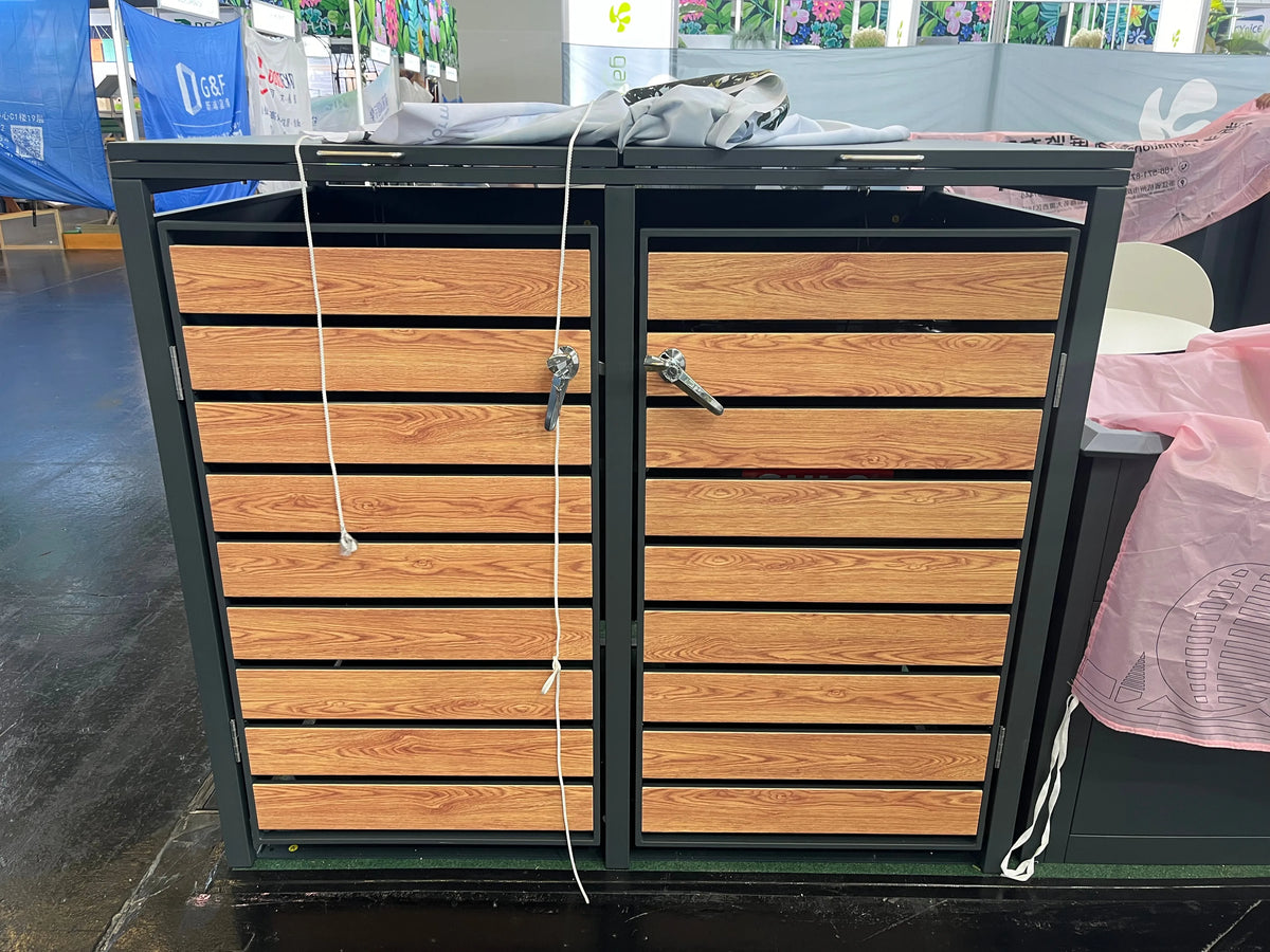 Waste Bin Cover Steel Garden Trash Bin Garbage Can House Garbage Can Cladding Storage Box Wheelie Bin Hideaway