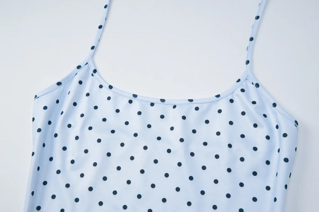 Fashion Polka Dot Halter Neck Tank Top Women Slim Fit Thin Strap Sleeveless Casual Summer Camisole