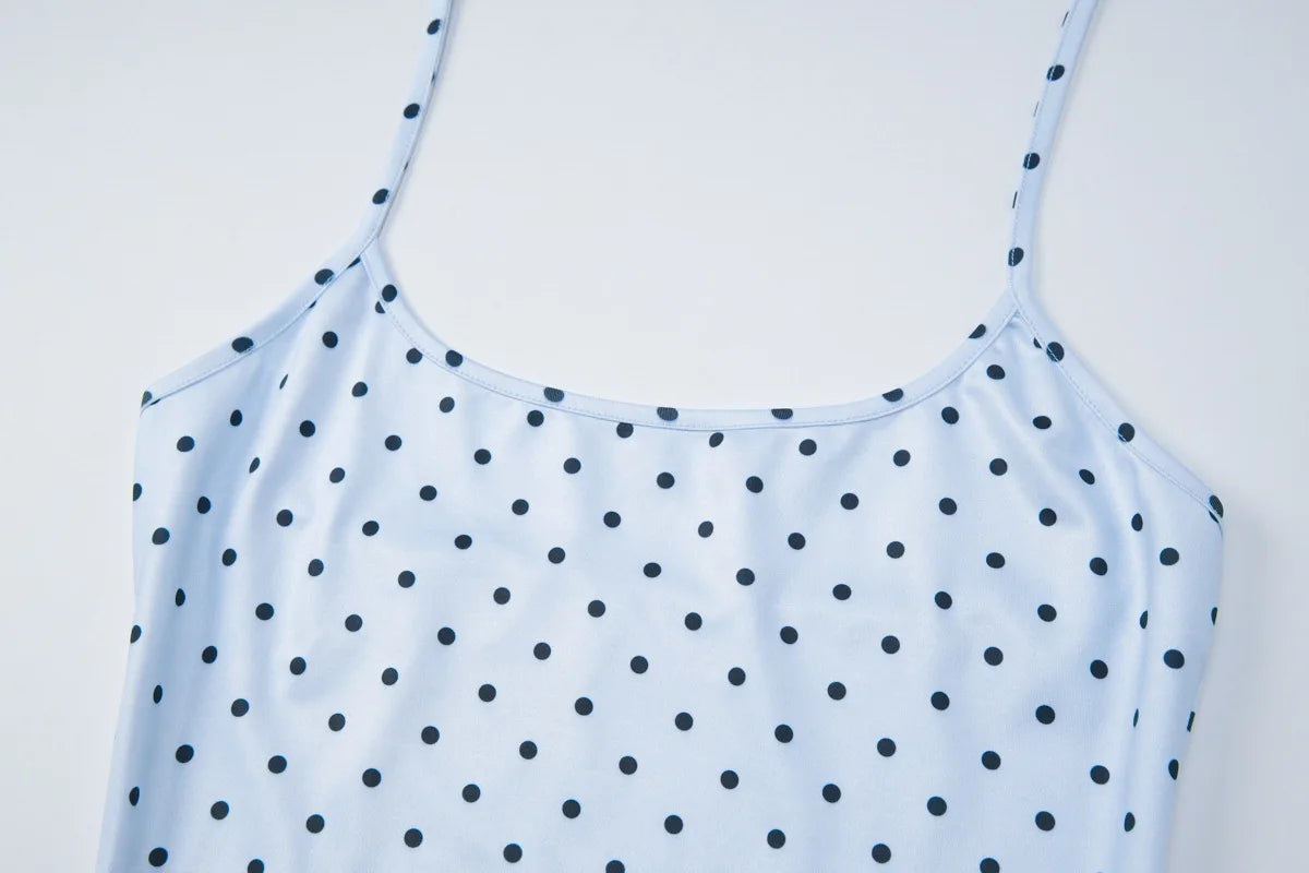 Fashion Polka Dot Halter Neck Tank Top Women Slim Fit Thin Strap Sleeveless Casual Summer Camisole