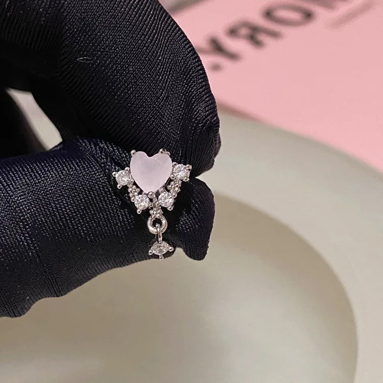 1 PCS New Fashion Cute Pink Zircon Crystal Ear Bone Nail 316L Medical Titanium Steel Earrings for Women Y2K Punk Jewelry