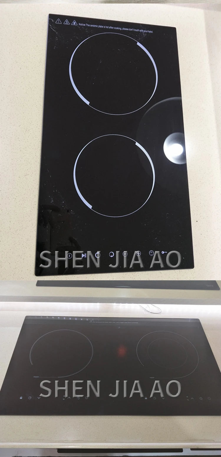 Kitchen 2 Rings Ceramic Cooker Induction Cooktop Double Electric Cooker Hob Heating Cooker Electric Stove Vertical Cooking Plate