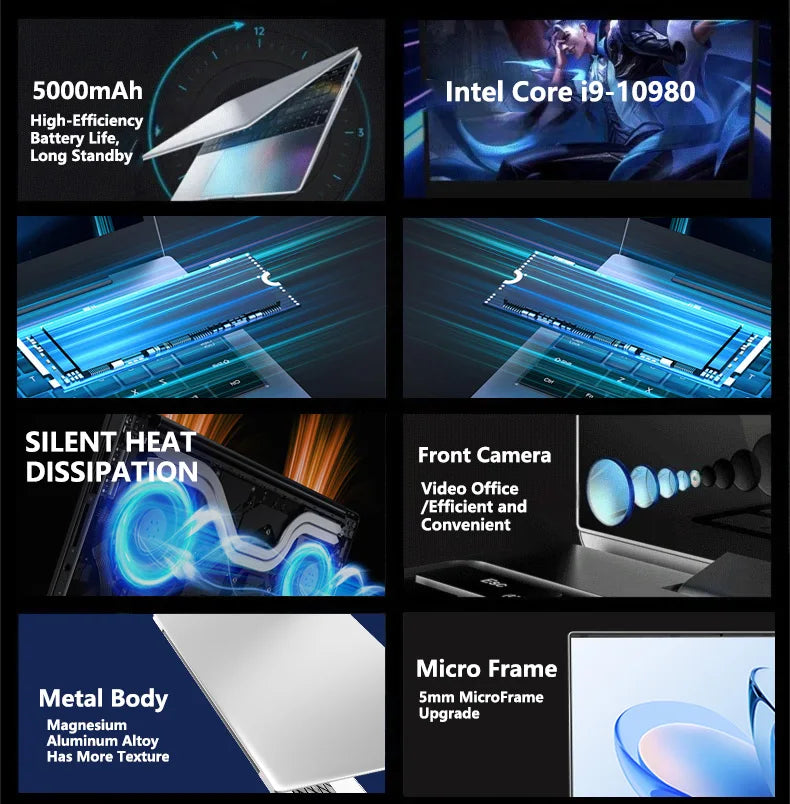 2026 15.6" Gaming Laptop Intel Core i9 10980HK 32GB RAM 2TB SSD Windows 11 Pro Ultra Slim Notebook Computer for Office Business