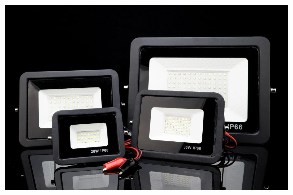 DC12V Led Flood Light 20W 30W 50W 100W Outdoor Floodlight Spotlight IP66 Waterproof Light Reflector Portable 12 Volt Led Lights