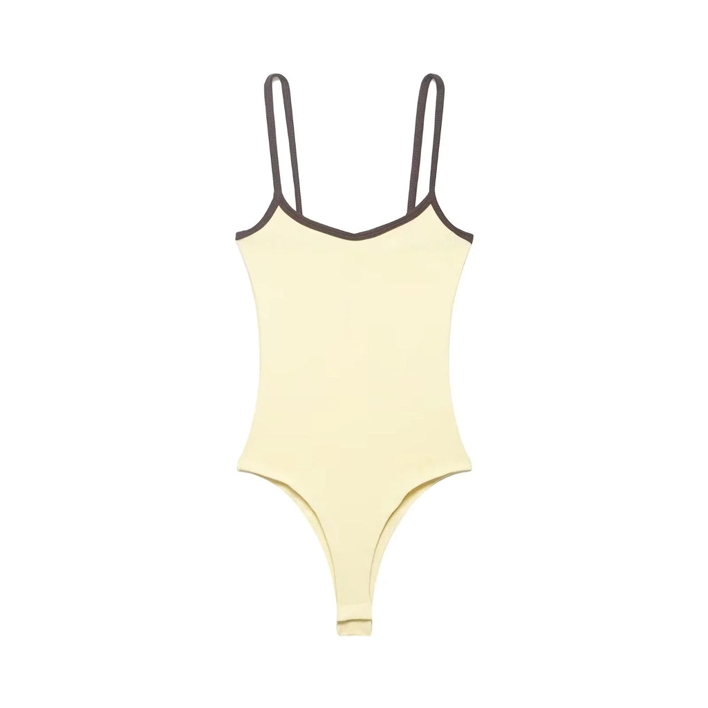 Women's Jumpsuit 2026 Summer New Cute Hot Girl Style Fashion Round Neck Color-Blocked Piping Straps Cotton Blend Fabric