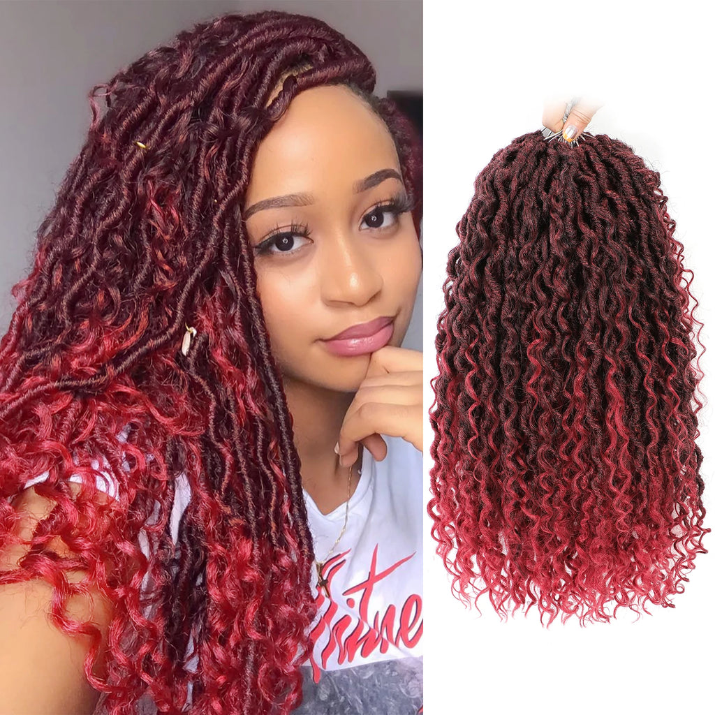 Goddess Locs Crochet Hair 10-22 Inch Faux Locs Crochet Hair Black Women PreLooped Boho Locs Synthetic River Locs with Curly Ends