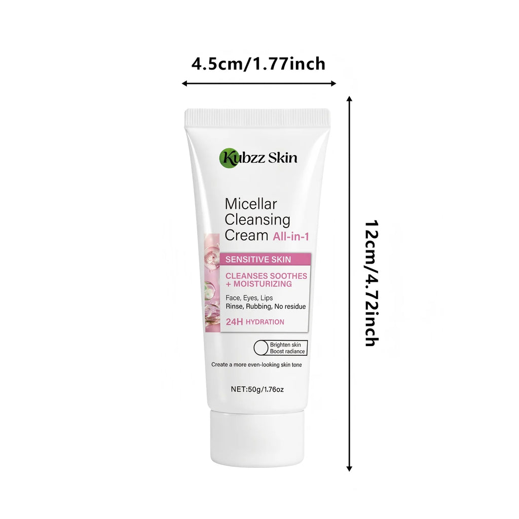 Micellar Cleansing Cream 50G——Niacinamide, Hyaluronic Acid, Collagen Formula, Deep Cleansing, Gentle Cleansing, Soothing and Moisturizing in One, Smooths Skin, Suitable for Face, Eyes and Lips, Can Be Used for Sensitive S
