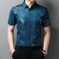 New Men's Casual Printed Short Sleeved Lapel Shirt for Summer Fashion Comfort No Ironing Wrinkle Resistant Top