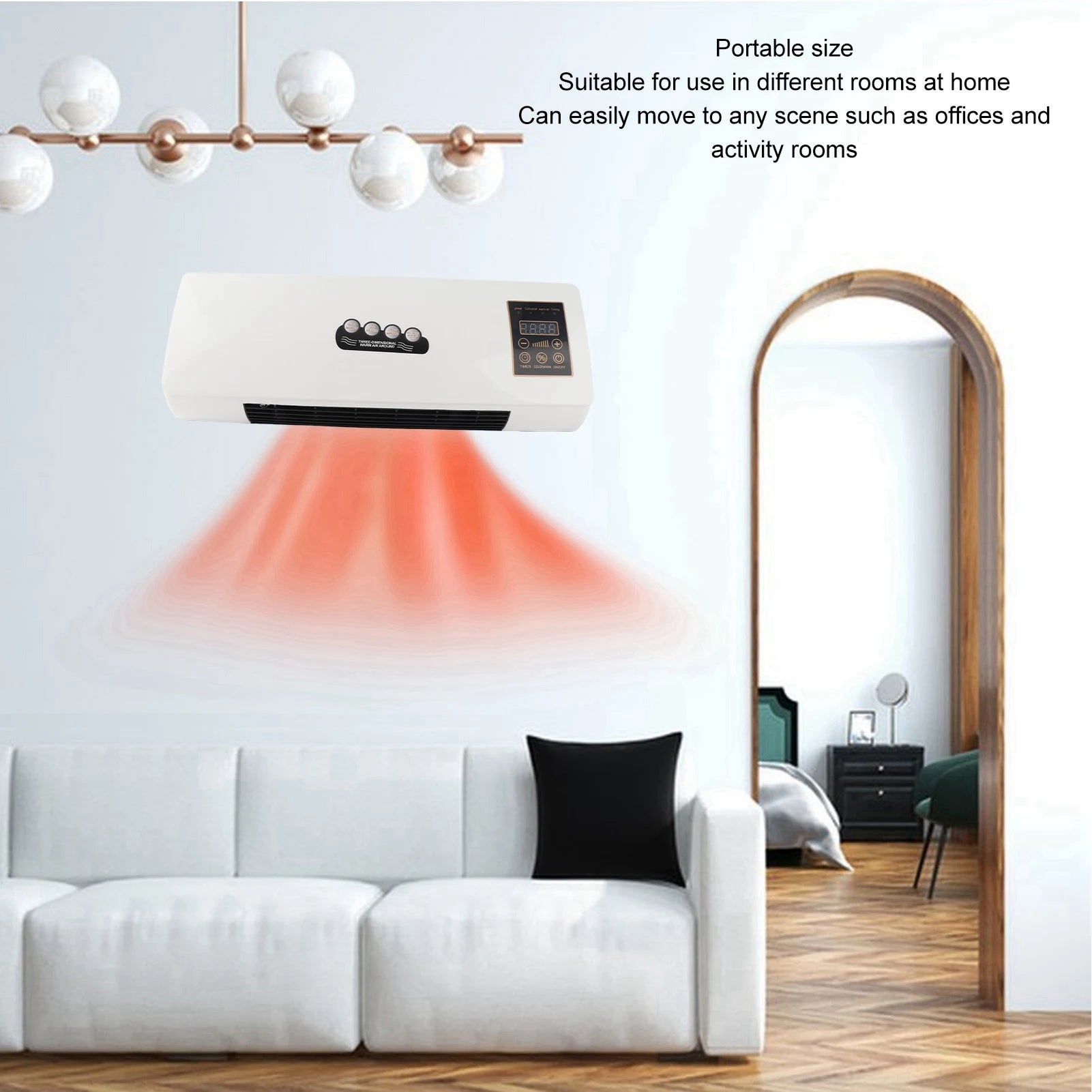 Wall Heater and Air Conditioner Combo Electric Cooling and Heating Machine Low Noise 2 in 1  Heating  for Bathroom
