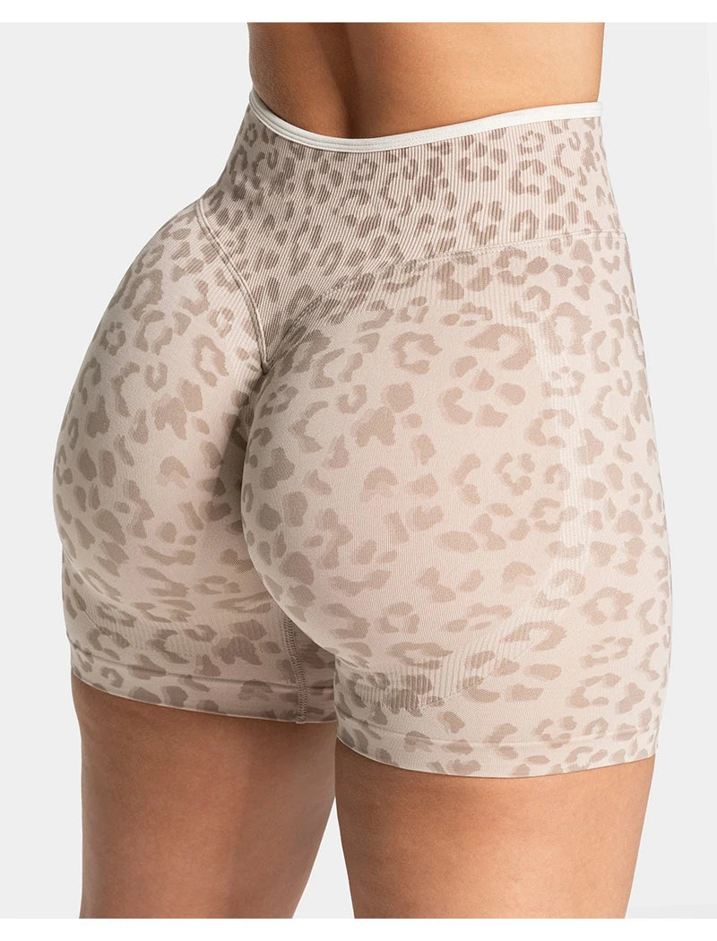 Women's Yoga Shorts Leopard Zebra Print High Waist Athletic Gym Workout Running Shorts