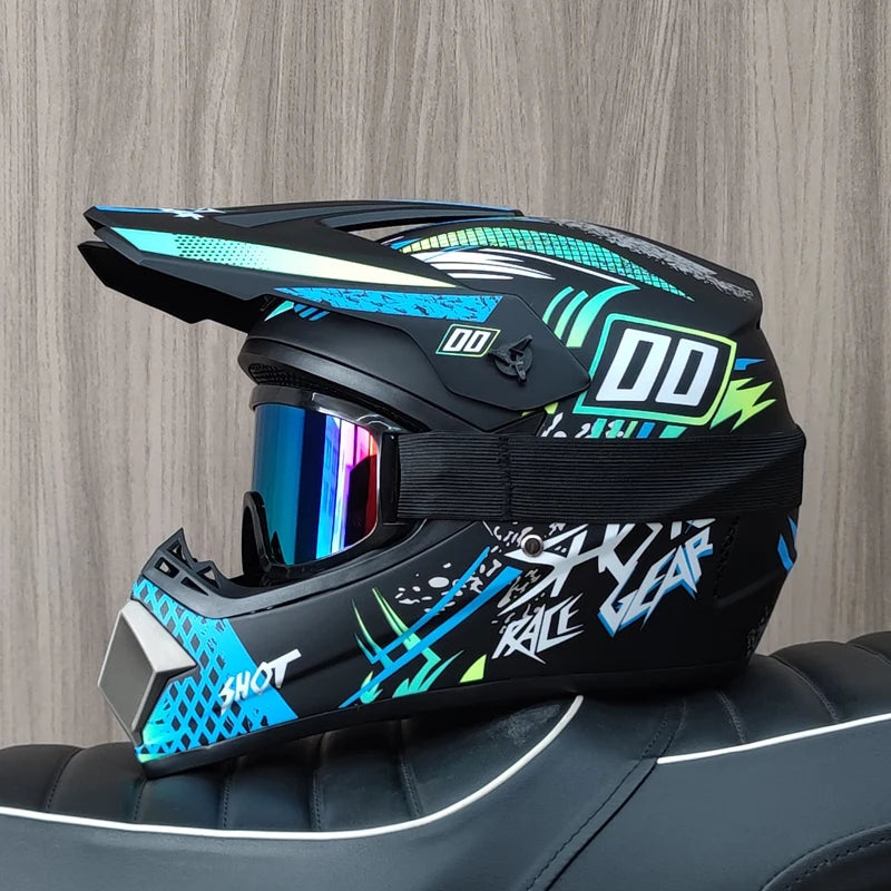 Professional motorcycle off-road helmet with free goggles, off-road bike ATV Quad DH racing protective helmet Casco