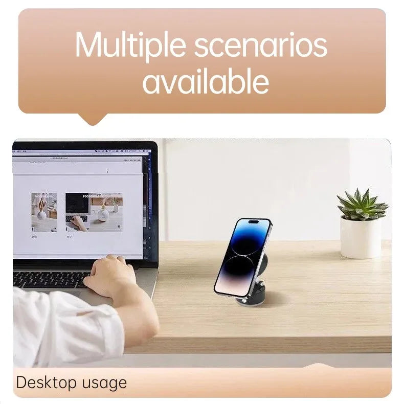 Vacuum Suction Magnetic Car Phone Mount 360° Rotation Strong Magnet Dashboard Holder Universal Smartphone GPS Navigation